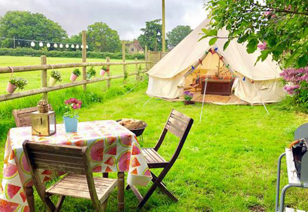 Romantic bell tent glamping in the New Forest